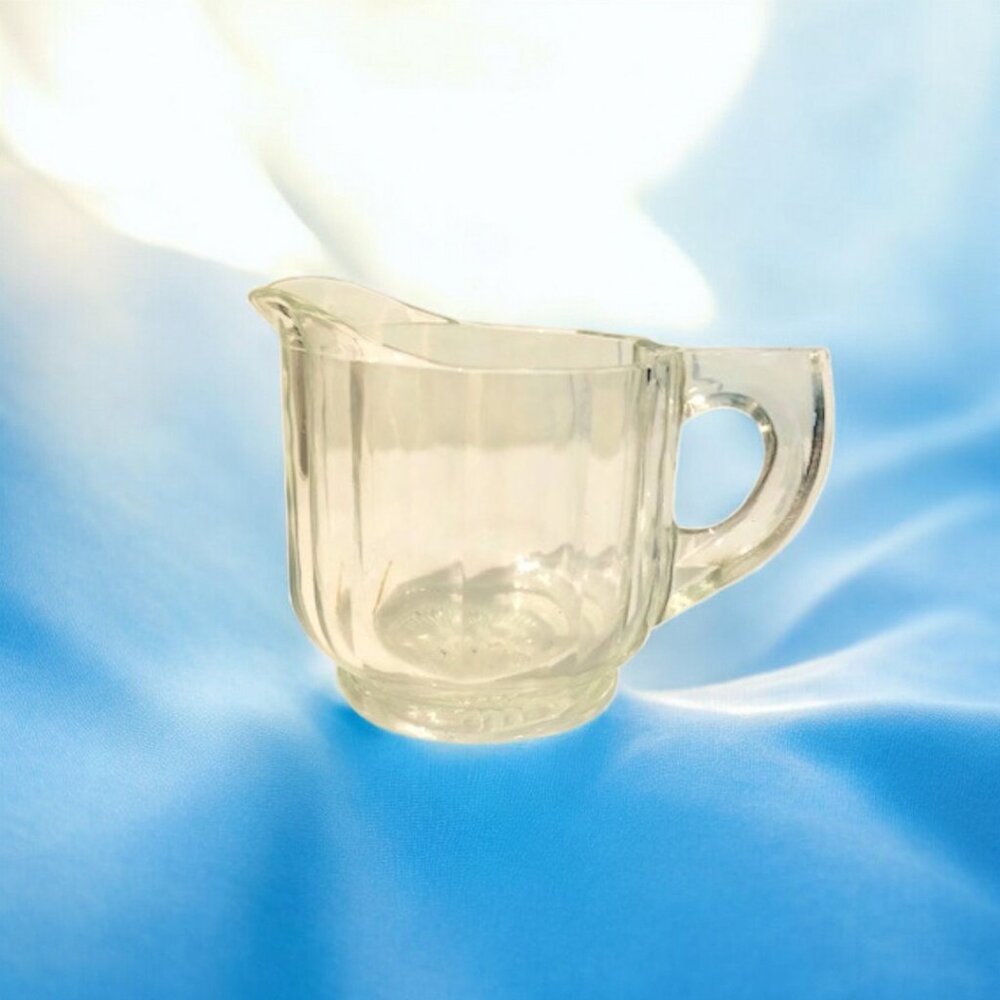 Vintage Striped Clear Glass Creamer